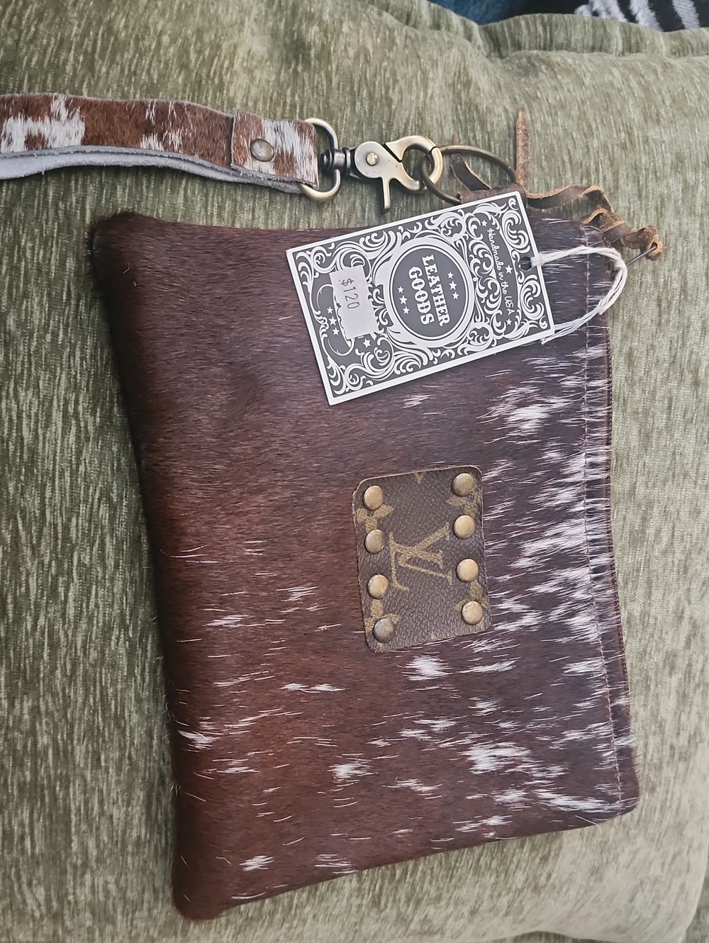 Leather Calf Hair Upcycled LV Clutch NWT
